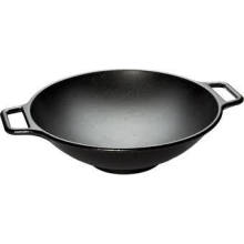 Vegetable Oil Cast Iron Wok with with Large Loop Handles